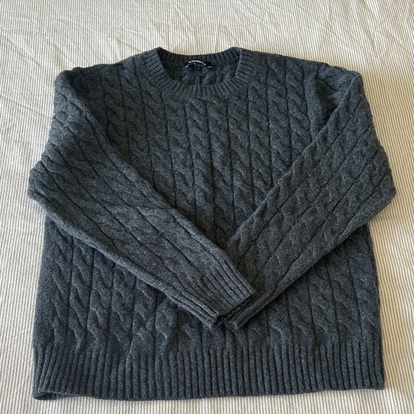Express Dark Gray Cable Knit Crewneck Sweater - Picture 1 of 4